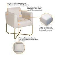 Kit 02 Poltronas Decorativas Andréia Base X Dourada Linho Cor Bege