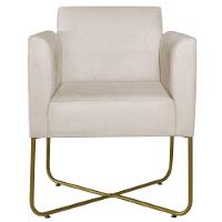 Kit 02 Poltronas Decorativas Andréia Base X Dourada Linho Cor Bege - 5