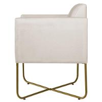 Kit 02 Poltronas Decorativas Andréia Base X Dourada Linho Cor Bege - 6