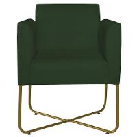 Kit 02 Poltronas Decorativas Andréia Base X Dourada Linho Cor Verde - 12