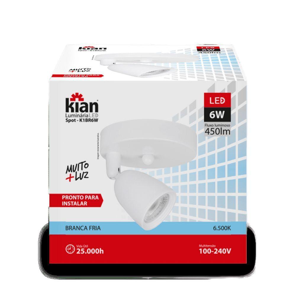 Kit 3 Spot Luminárias Led Sobrepor 6w Branco Frio Bivolt - 4