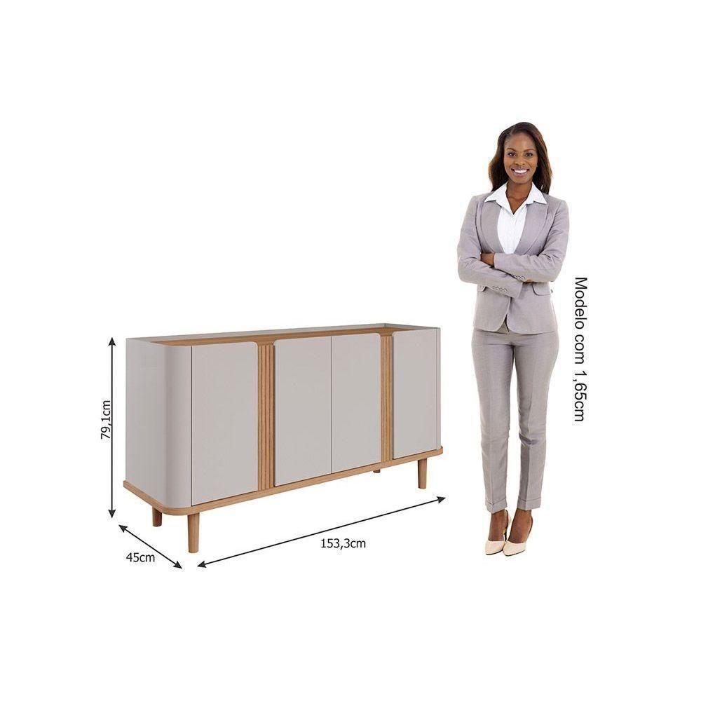 Buffet de Sala Jantar Eva 4 Portas Off White/Nature - Cimol - 2