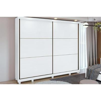 Guarda Roupa Casal Toronto 2 Portas de Correr 6 Gavetas Blush Branco MDF Lopas