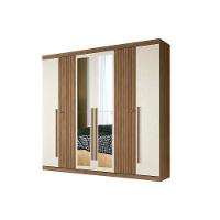 Guarda Roupa Casal 6 Portas e 4 Gavetas c/ Espelho Buriti jatoba/Areia - Santos Andirá - 5