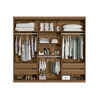 Guarda Roupa Casal 6 Portas e 4 Gavetas c/ Espelho Buriti jatoba/Areia - Santos Andirá - 8
