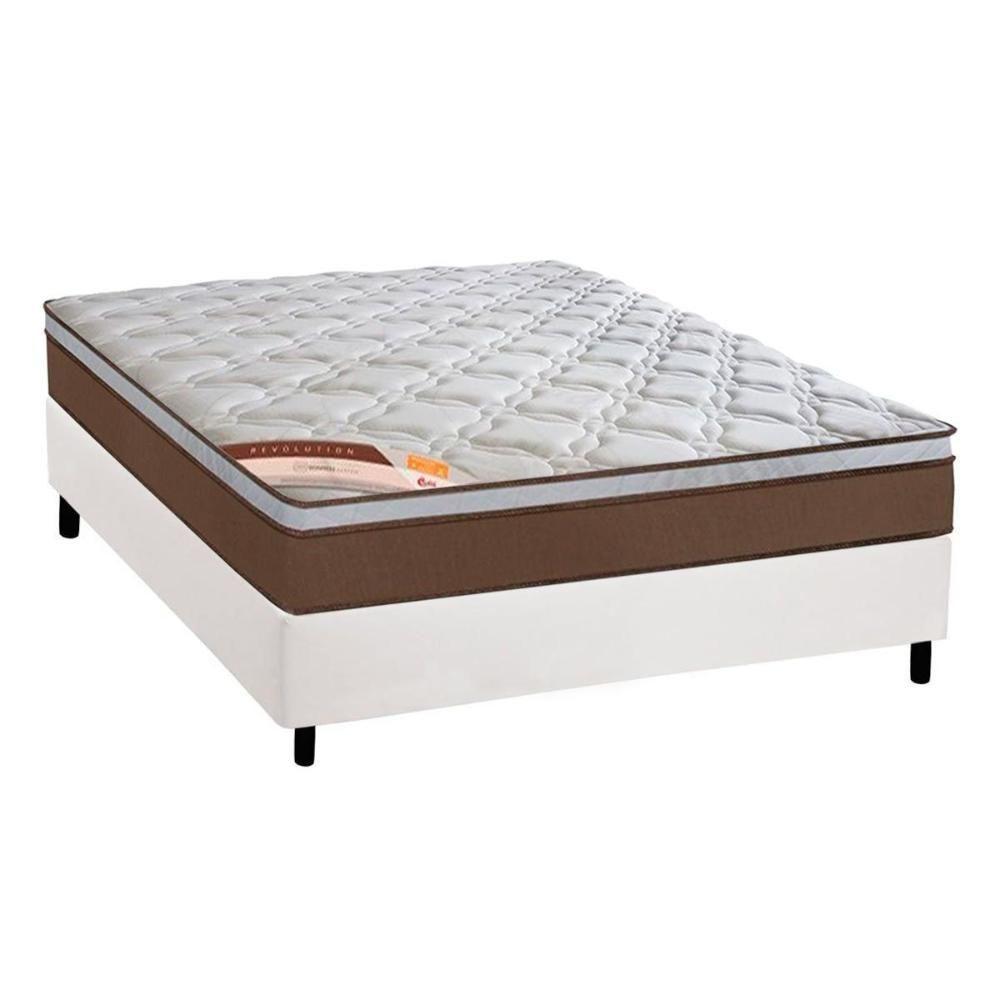 Cama Box Casal: Colchão Molas Pocket Ensacadas Castor  Revolution + Base CRC Courano Branco(138x188) - 1
