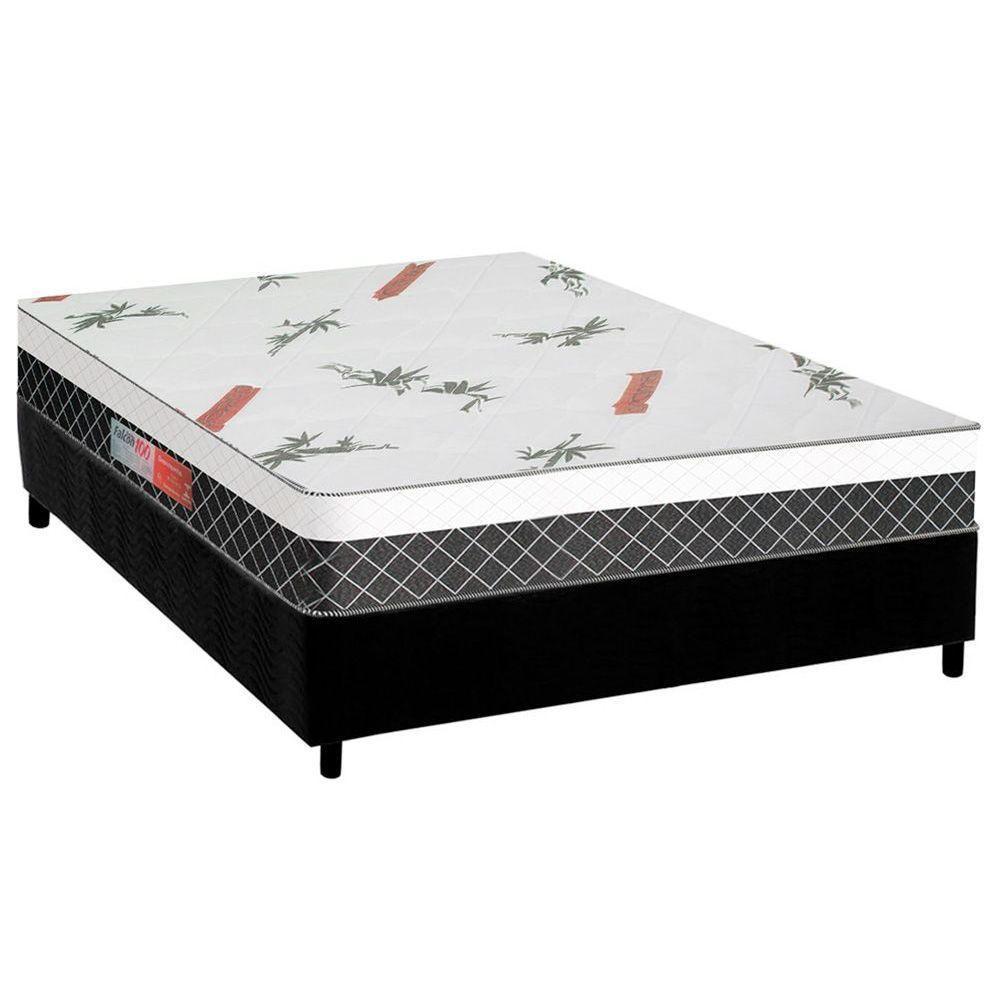 Cama Box Casal: Colchão Anatômico Plumatex D28/EP Falcon Ultra Firme + Base CRC Suede Black(138x188) - 1