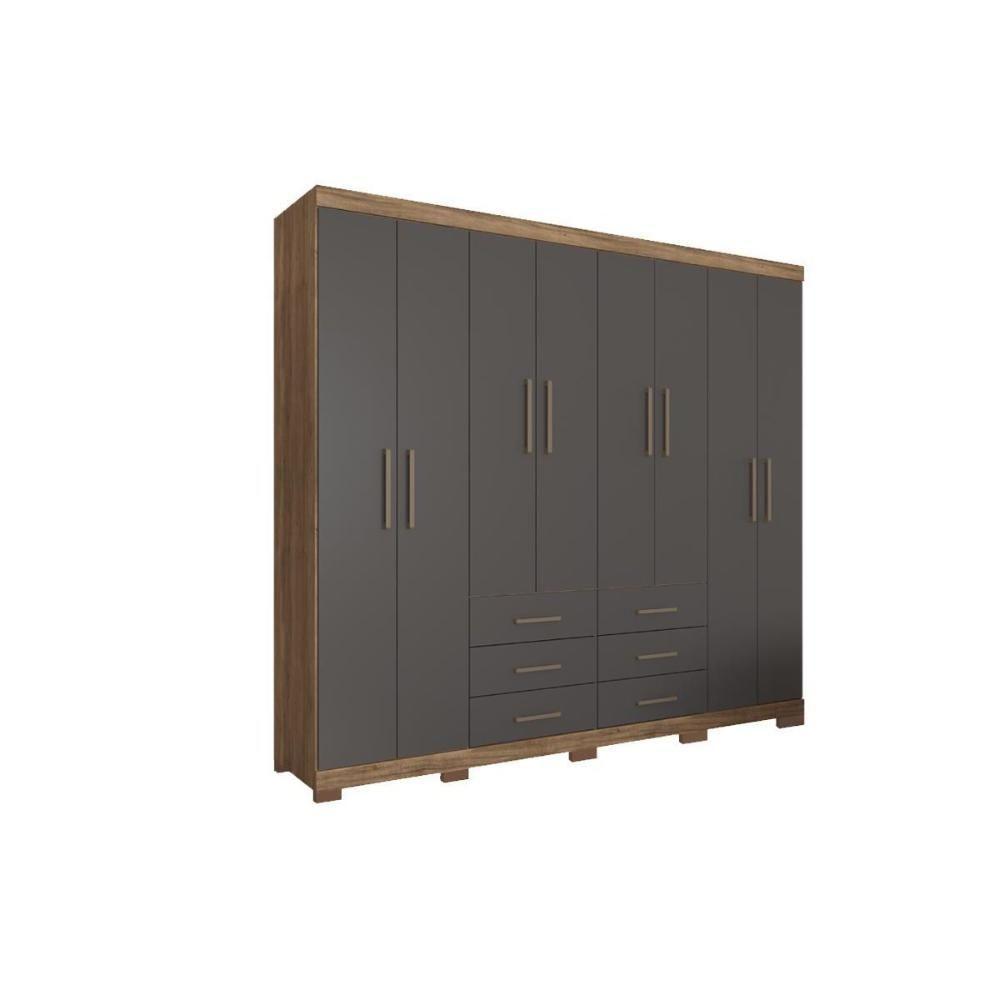 Guarda Roupa Casal 8 Portas e 6 Gavetas c/ Pés Liverpool Jatoba - Santos Andirá - 4