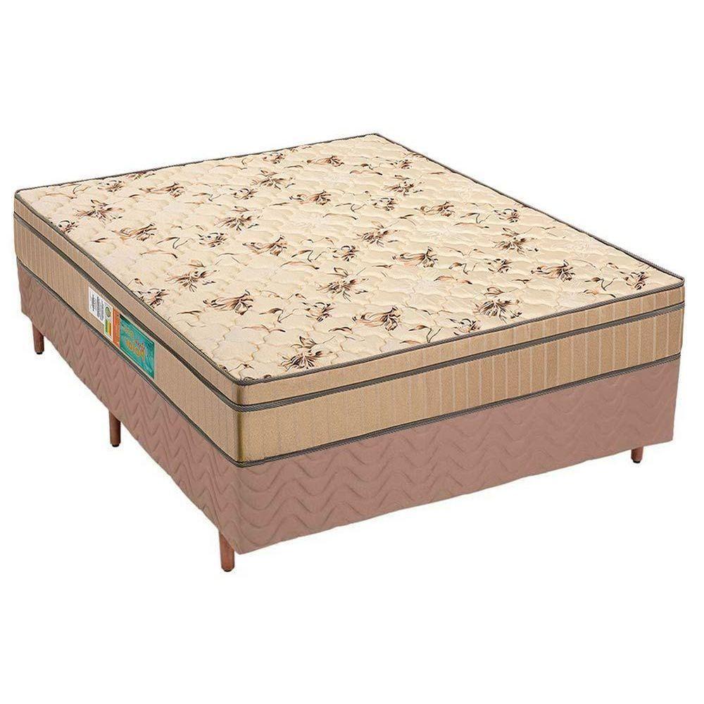 Cama Box Casal: Colchão Espuma D45 Polar Pérola Fort + Base CRC Suede Clean(138x188) - 1