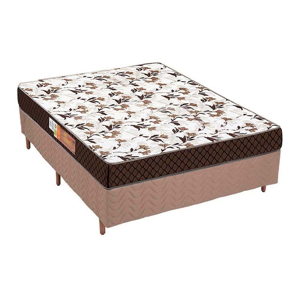 Cama Box Casal: Colchão Espuma Polar Pérola + Base CRC Rústico Clean(138x188) - 1