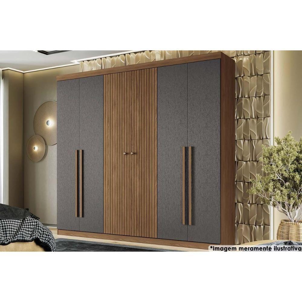 Guarda Roupa Casal 6 Portas E 4 Gavetas Buriti Jatoba/grafitte - Santos Andirá - 1