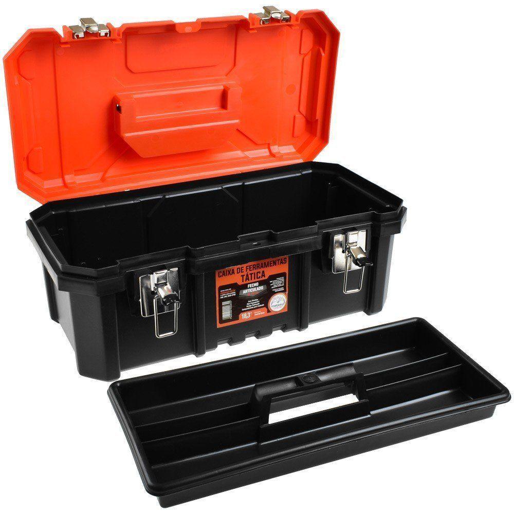 Caixa De Ferramentas Tática Laranja Com Fecho De Metal 18,3 Polegadas - Metasul - 2