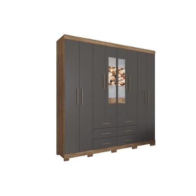 Guarda Roupa Casal Liverpool 9 Portas de Bater 6 Gavetas Jatoba MDF-MDP Santos Andirá