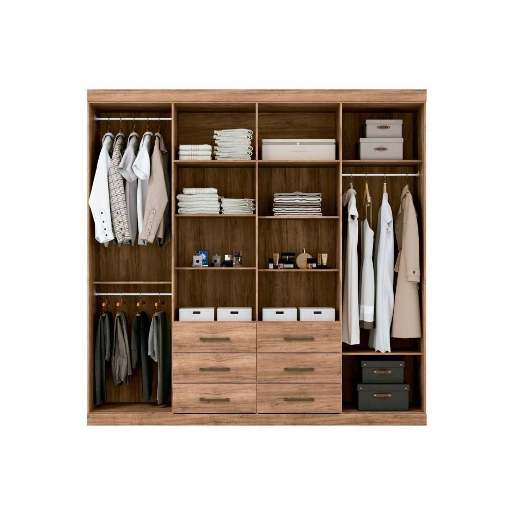 Guarda Roupa Casal 8 Portas e 6 Gavetas c/ Espelho Liverpool Jatoba - Santos Andirá - 4