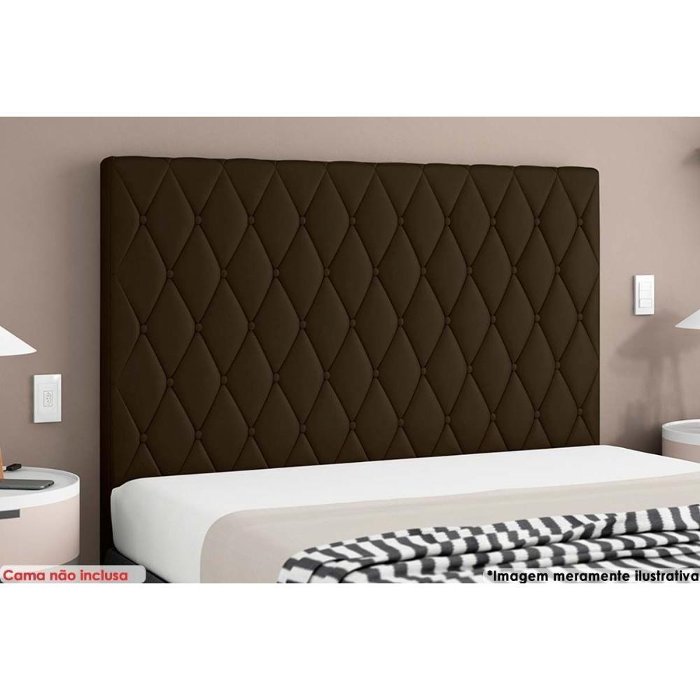 Cabeceira Cama Box Estofada Casal Casal Camponesa Veludo Cacau - Simbal - 1