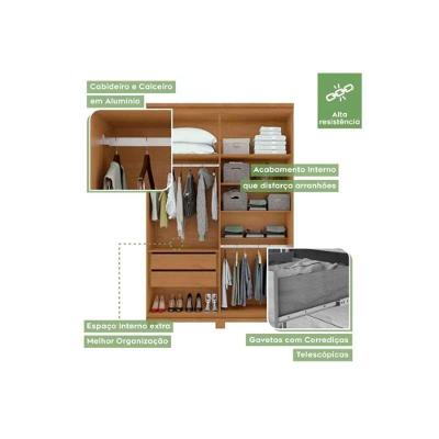 Guarda Roupa Solteiro Alonzo 4 Portas de Abrir 2 Gavetas Branco MDF Lopas