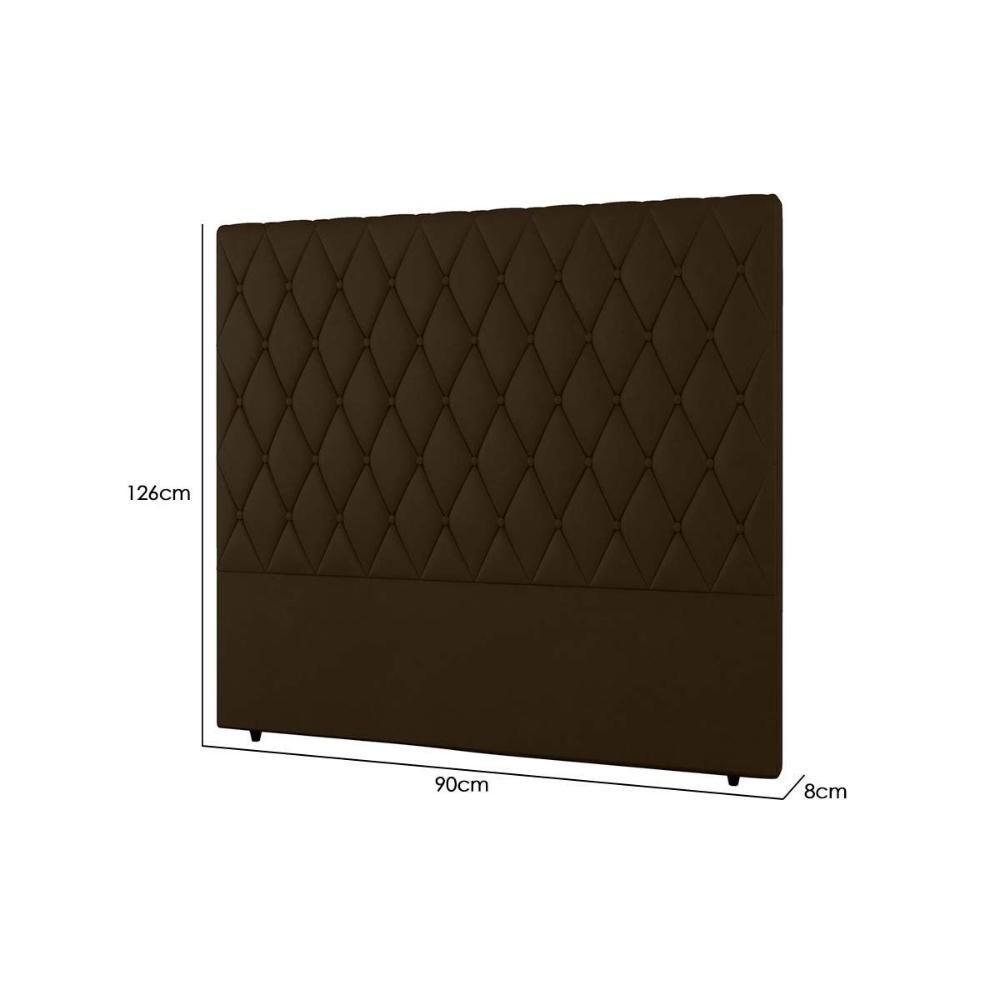 Cabeceira Cama Box Estofada Solteiro Solteiro Camponesa Plus Veludo Cacau - Simbal - 2
