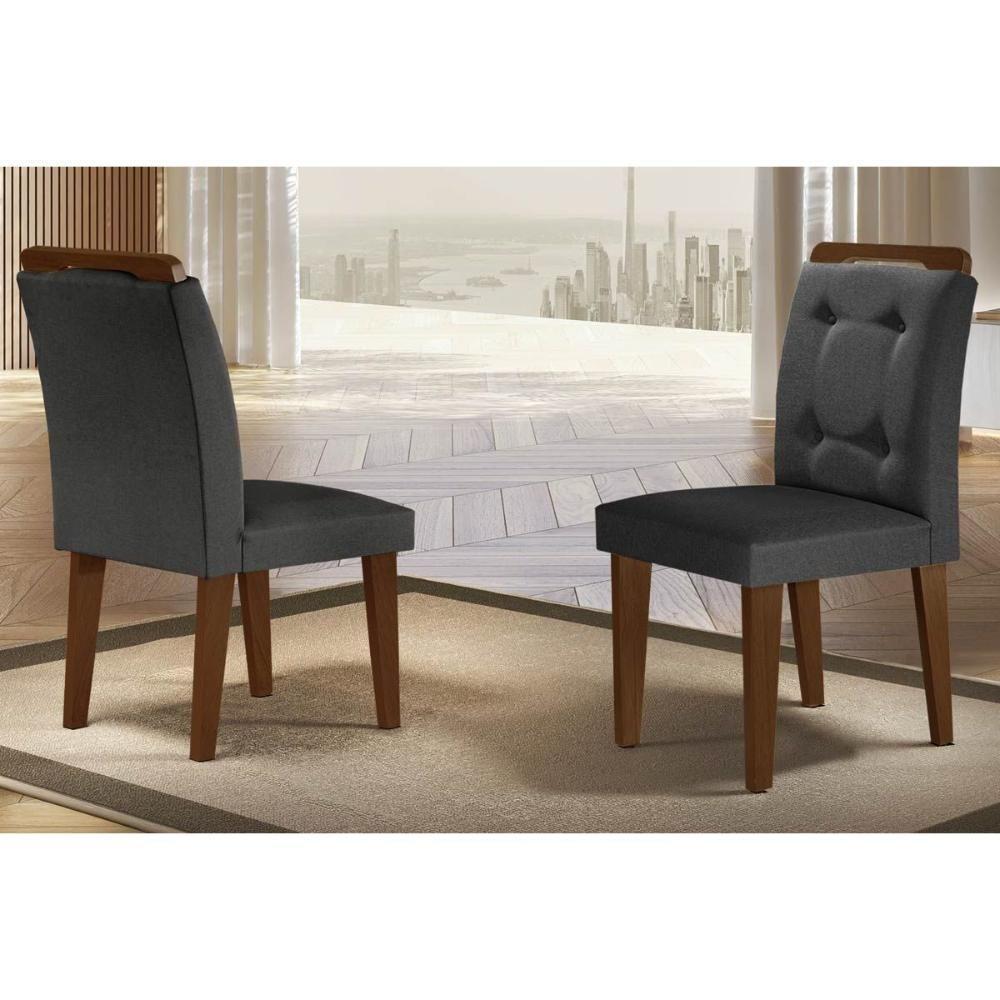 Cadeira Sala de Jantar Imperatriz Madeira Kit 2 Un Capuccino/Grafite - Rufato - 1