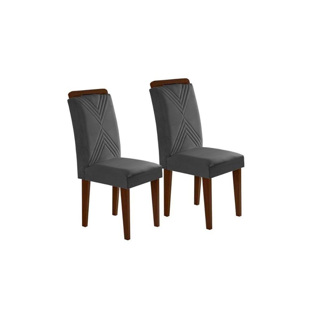 Cadeira Sala de Jantar Amsterdã Madeira Kit 2 Un Capuccino/Grafite - Rufato - 1