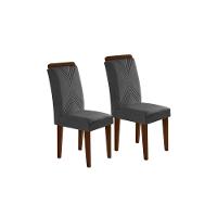 Cadeira Sala de Jantar Amsterdã Madeira Kit 2 Un Capuccino/Grafite - Rufato - 1