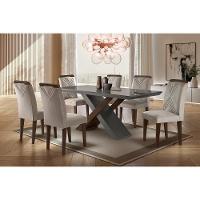 Cadeira Sala de Jantar Amsterdã Madeira Kit 2 Un Capuccino/Grafite - Rufato - 5