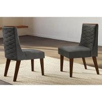 Cadeira Sala de Jantar Dafne Madeira Kit 2 Un Capuccino/Grafite - Rufato - 1