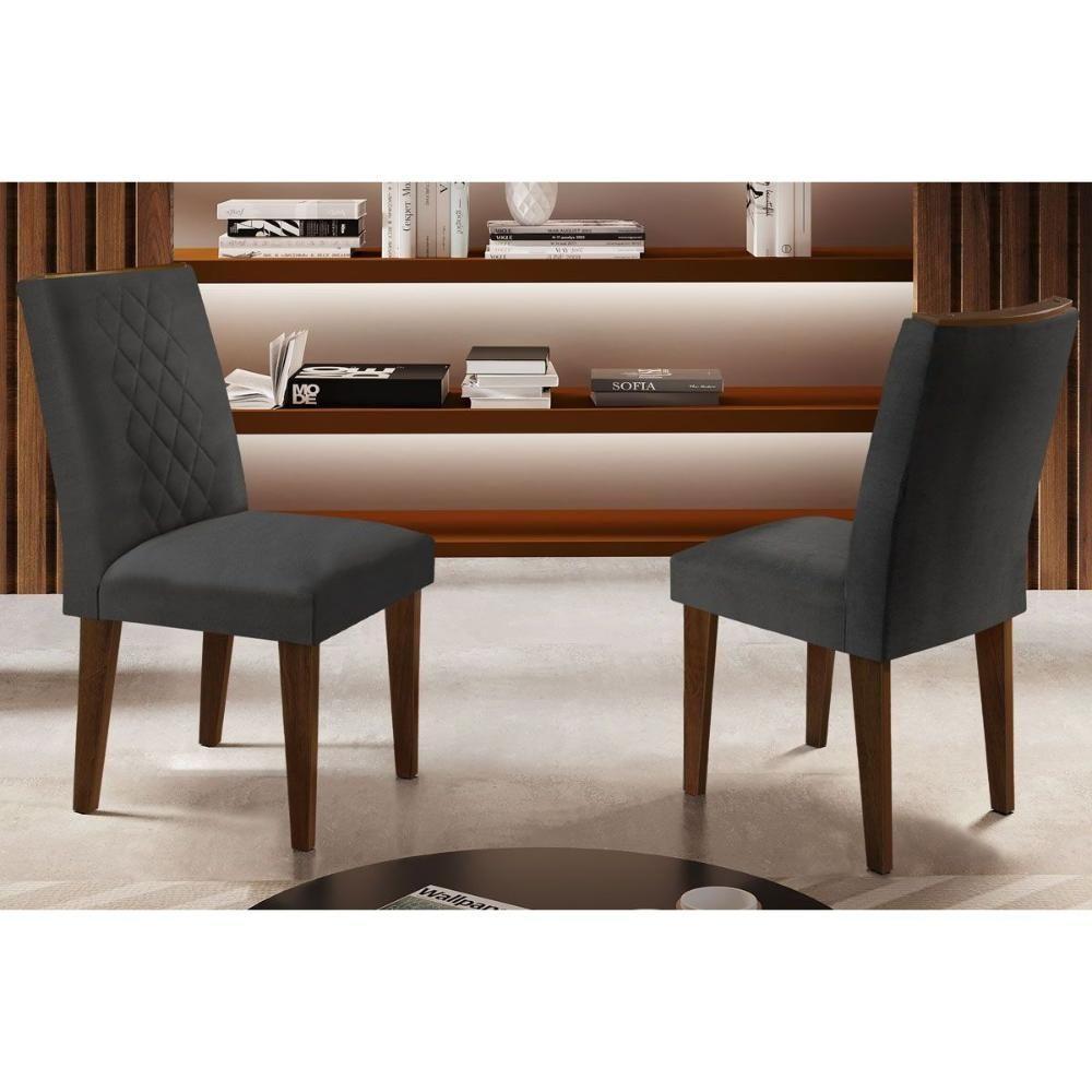 Cadeira Sala de Jantar Jade Madeira Kit 2 Un Capuccino/Grafite - Rufato - 1