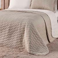 Kit Cobre Leito Colcha Jade King 03 Peças Dupla Face Micropercal 200 Fios Matelado Clean - Cáqui