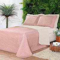 Kit Cobre Leito Colcha Celeste King 03 Peças Dupla Face Micropercal 200 Fios Prático Liso - Rose - 1