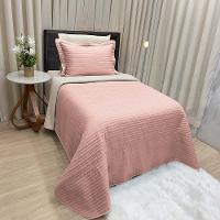 Kit Cobre Leito Colcha Celeste Solteiro 02 Peças Dupla Face Micropercal 200 Fios Prático Liso - Rose - 1