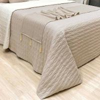 Kit Cobre Leito Colcha Dubai Queen 08 Peças Dupla Face Micropercal 200 Fios Xale Pompom Clean - Bege - 5