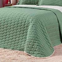 Kit Cobre Leito Colcha Jade King 03 Peças Dupla Face Micropercal 200 Fios Matelado Clean - Verde - 3