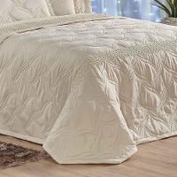 Kit Cobre Leito Colcha Serene Queen 7 Peças Micropercal 200 Fios Guipir Bordado Suave - Bege - 3