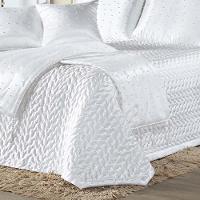 Kit Cobre Leito Colcha Vivian Queen 10 Peças Cetim Amassado Premium Xale Tule Pérolas - Branco - 2