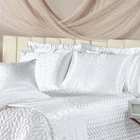 Kit Cobre Leito Colcha Vivian Queen 10 Peças Cetim Amassado Premium Xale Tule Pérolas - Branco - 4