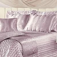 Kit Cobre Leito Colcha Vivian King 10 Peças Cetim Amassado Premium Xale Tule Pérolas - Rose - 3