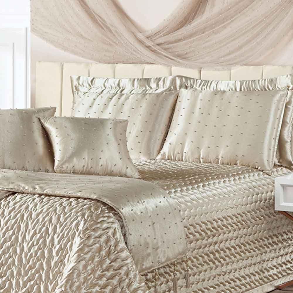 Kit Cobre Leito Colcha Vivian King 10 Peças Cetim Amassado Premium Xale Tule Pérolas - Bronze - 3