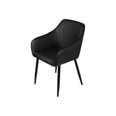 Poltrona Volga Pu Preto Base Metal Elegante Versátil Confortável Preto Or Design