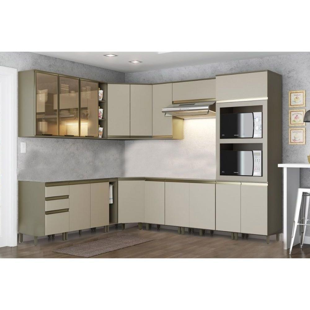Kit de Cozinha Modulada 11 Peças Connect  (4 Armários + 4 Balcões + 1 Paneleiro + 2 Complementos) C11P04 Duna/Cristal - 2