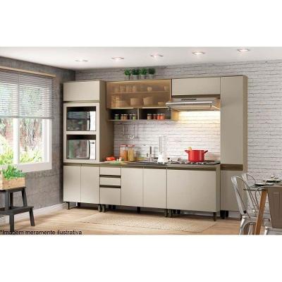 Kit De Cozinha Modulada 8pçs 2 Armários 2 Balcões 2 Paneleiros 2 compl. C8P14 Duna/Cristal Henn
