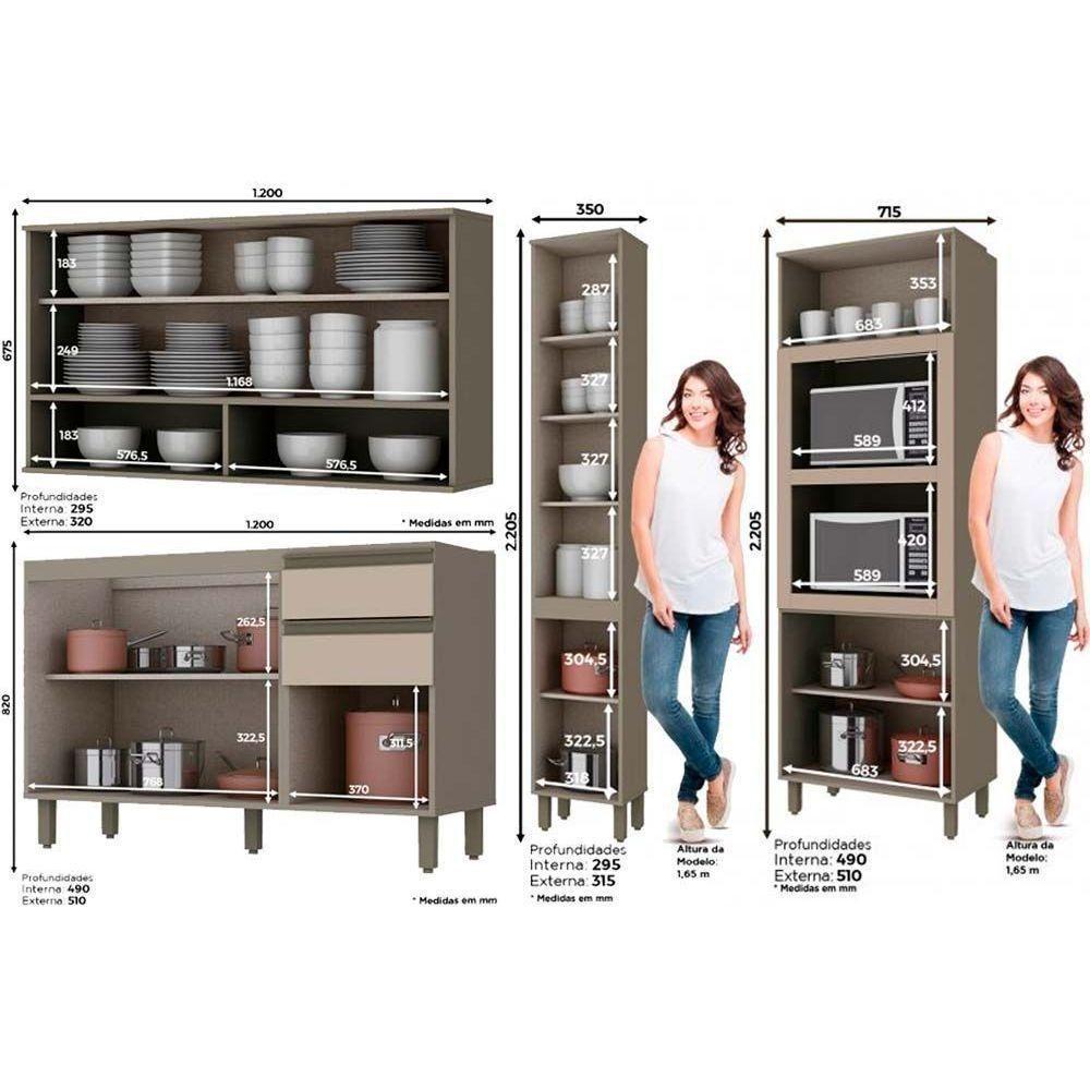 Cozinha Completa Connect ( Armários Balcões Paneleiros Complementos) Duna/cristalHenn - 3