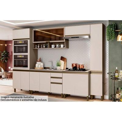 Cozinha Modulada Henn 8pçs 2 Armários 2 Balcões 2 Paneleiros 2 Complementos C8P12 Duna/Cristal