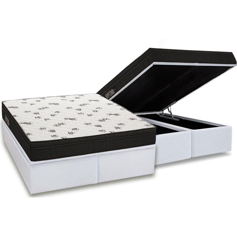 Cama Box Baú Queen: Colchão Espuma D45 Ortobom Light Saúde OrtoPillow + Base CRC Courano White(158x198) - 1