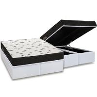 Cama Box Baú Queen: Colchão Espuma D45 Ortobom Light Saúde OrtoPillow + Base CRC Courano White(158x198) - 1