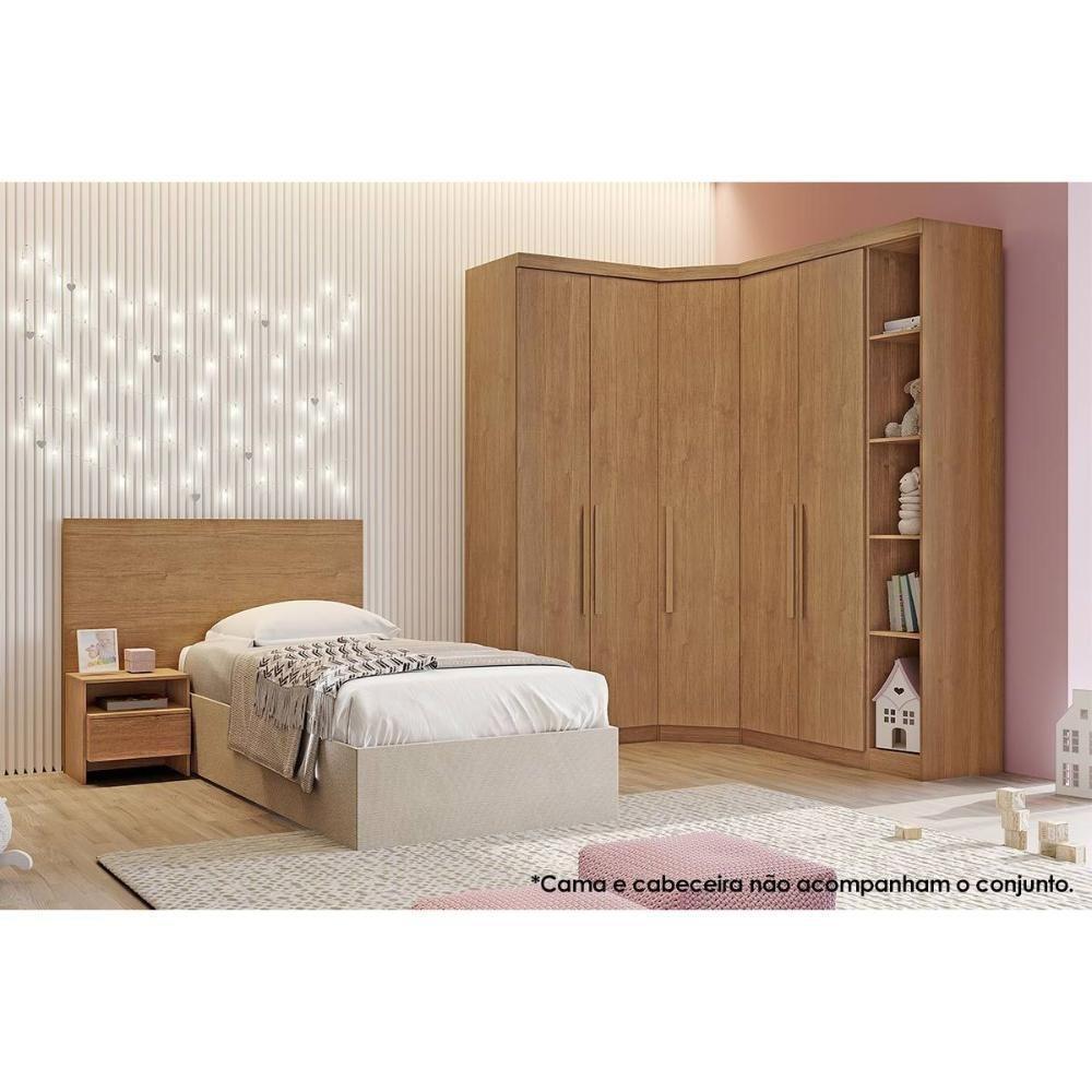 Quarto Modulado Rizon  6 Peças (1 Closet + 2 Guarda Roupas + 1 Complemento) QC209 Cumaru - 1