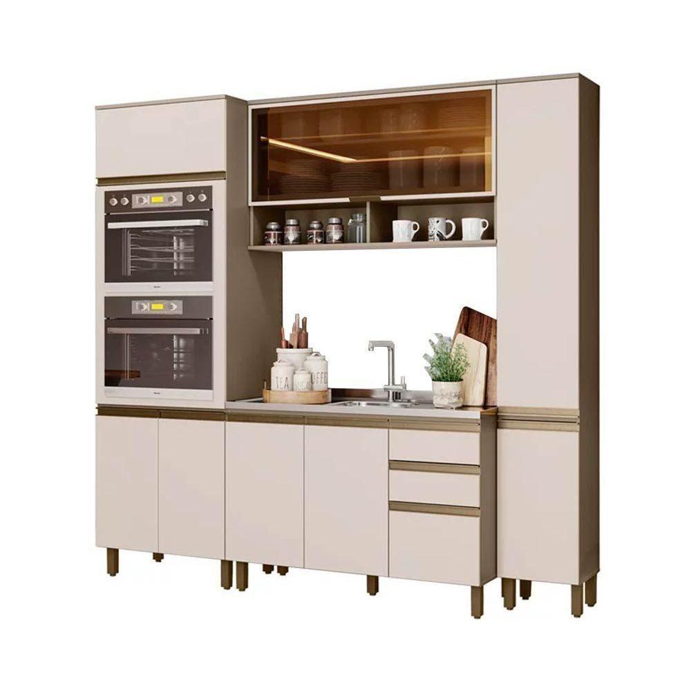 Cozinha Completa Connect (1 Aéreo, 2 Paneleiros, 1 Balcão) 4 Peças Duna/Cristal - Henn - 1