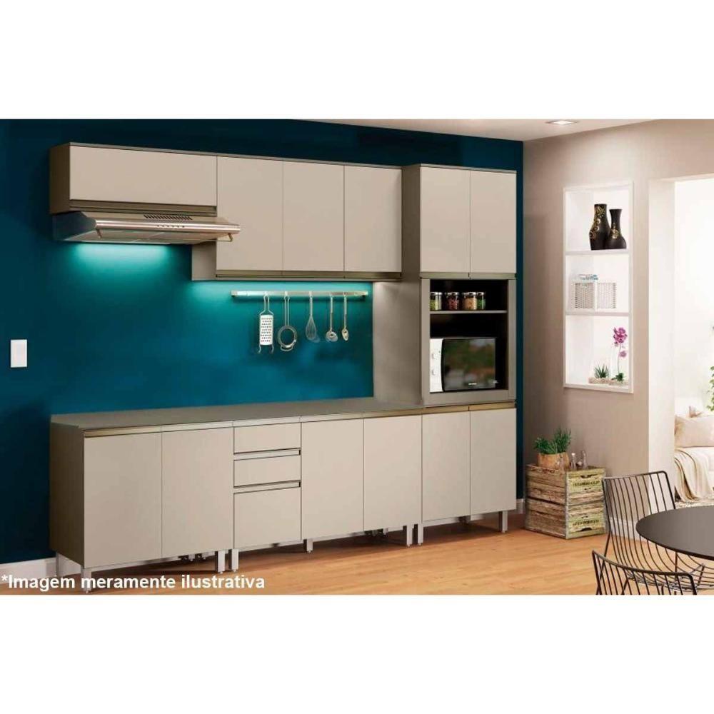 Armário Aéreo Cozinha Modulado Connect c/ 3 Portas 120cm Off White - Henn - 3