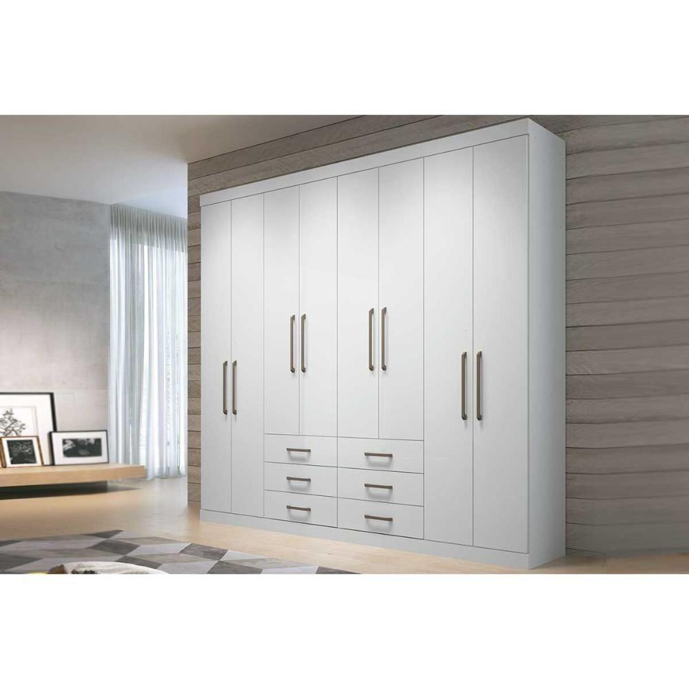 Guarda Roupa Casal 8 Portas e 6 Gavetas Master 8.6 Branco - Santos Andirá - 1