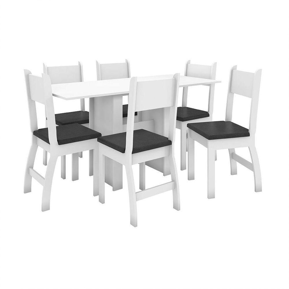 Conjunto Mesa De Jantar 6 Lugares Milano Branco Com Preto - 1
