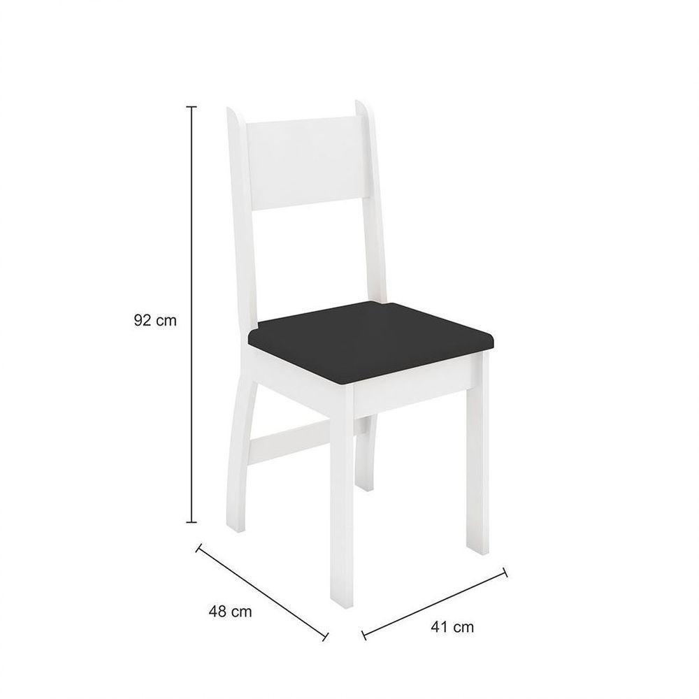 Conjunto Mesa De Jantar 6 Lugares Milano Branco Com Preto - 2